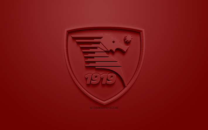 us salernitana 1919, kreative 3d-logo, brauner hintergrund, 3d-wahrzeichen, italienische fu&#223;ball-club, serie b, salerno, italien, 3d-kunst, fu&#223;ball, stylische 3d-logo