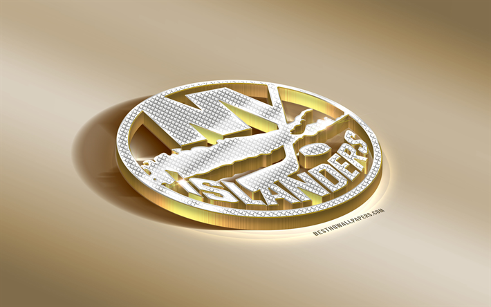 New York Islanders, American Hockey Club, NHL, Golden Silver logo, New York, USA, National Hockey League, 3d golden emblem, creative 3d art, hockey