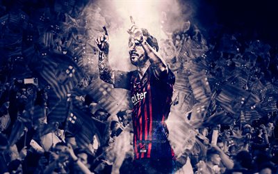 Lionel Messi, Camp Nou, Barcelona FC, creative, argentinian footballers, La Liga, Messi, Leo Messi, fans, FCB, LaLiga, Spain, Barca, soccer, football stars