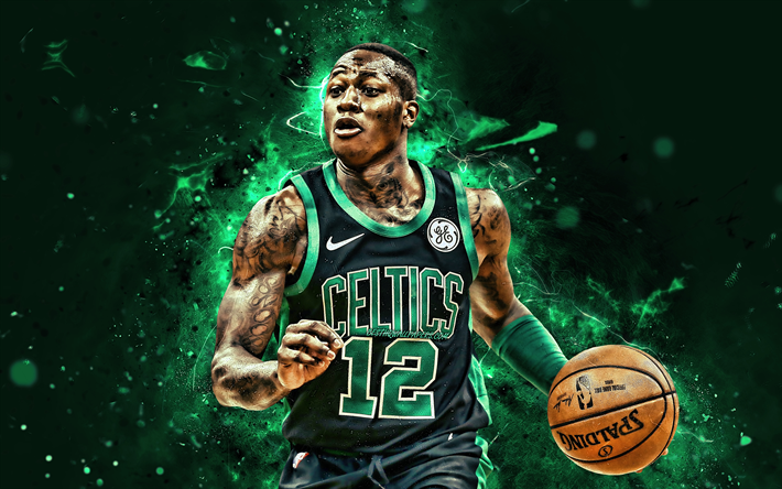 4k, Terry Rozier, basketball stars, NBA, Boston Celtics, close-up, Terry William Rozier III, basketball, neon lights, Terry Rozier 4K