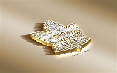 Toronto Maple Leafs, Canadian Hockey Club, NHL, Golden Silver logo, Toronto, Ontario, USA, National Hockey League, 3d golden emblem, creative 3d art, hockey