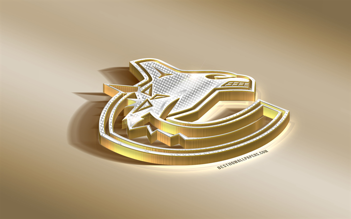 Vancouver Canucks, Canadense De H&#243;quei Clube, NHL, Ouro Prata logotipo, Vancouver, British Columbia, Canad&#225;, EUA, Liga Nacional De H&#243;quei, 3d emblema de ouro, criativo, arte 3d, h&#243;quei