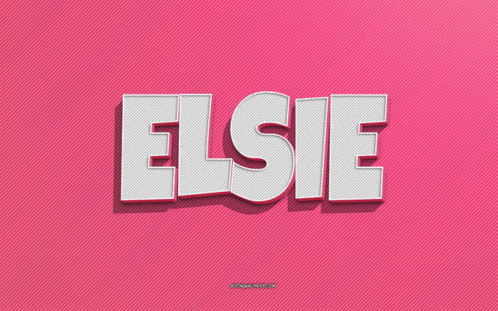 Elsie, pink lines background, wallpapers with names, Elsie name, female names, Elsie greeting card, line art, picture with Elsie name