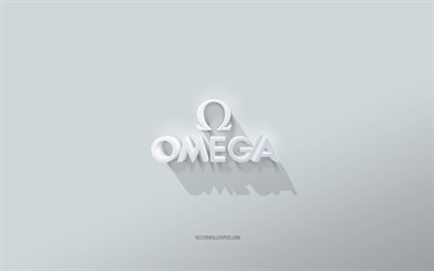 logo omega, sfondo bianco, logo omega 3d, arte 3d, omega, emblema omega 3d