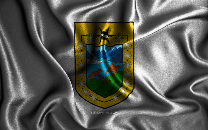bandera de ays&#233;n, 4k, banderas onduladas de seda, regiones chilenas, banderas de tela, arte 3d, ays&#233;n, regiones de chile, bandera 3d de ays&#233;n, chile
