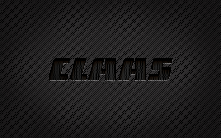 logotipo de carbono de claas, 4k, arte grunge, fondo de carbono, creativo, logotipo negro de claas, marcas, logotipo de claas, claas