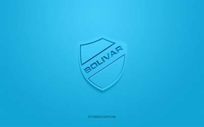 club bolivar, kreatives 3d-logo, blauer hintergrund, bolivia primera division, 3d-emblem, bolivianischer fu&#223;ballclub, bolivien, 3d-kunst, fu&#223;ball, club bolivar 3d-logo