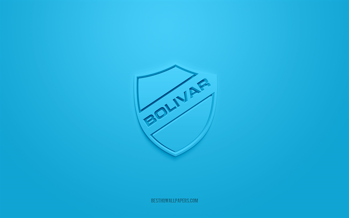 club bolivar, logo 3d creativo, sfondo blu, bolivia primera division, emblema 3d, club di calcio boliviano, bolivia, arte 3d, calcio, logo 3d del club bolivar