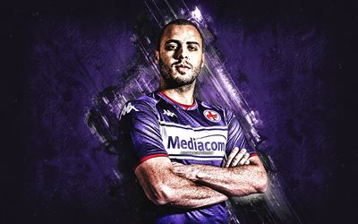 Arthur Cabral, ACF Fiorentina, brazilian soccer player, purple stone background, Serie A, football, Italy, Cabral Fiorentina
