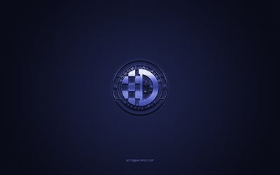 nk dugopolje, kroatischer fußballverein, blaues logo, blauer kohlefaserhintergrund, druga hnl, fußball, dugopolje, kroatien, nk dugopolje-logo