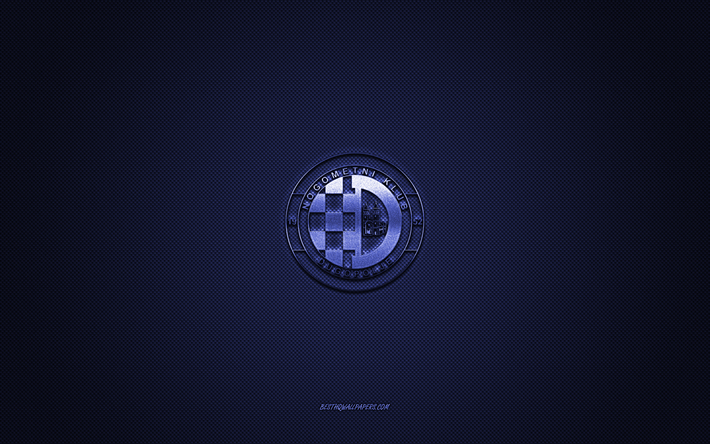 nkドゥゴポリェ, クロアチアのサッカークラブ, 青いロゴ, 青い炭素繊維の背景, ドラガhnl, フットボール, dugopolje, クロアチア, nkドゥゴポリェのロゴ