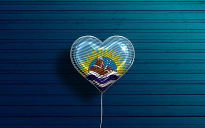 I Love Santa Cruz, 4k, realistic balloons, blue wooden background, Day of Santa Cruz, Argentine provinces, flag of Santa Cruz, Argentina, balloon with flag, Provinces of Argentina, Santa Cruz flag, Santa Cruz