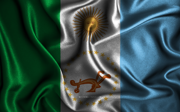 チャコ旗, 4k, シルクの波状の旗, アルゼンチンの州, チャコの日, ファブリックフラグ, チャコの旗, 3dアート, チャコ, chaco3dフラグ, アルゼンチン