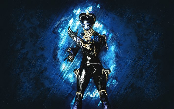 Nova Prime, Warframe, blue stone background, Warframe characters, Nova Prime Warframe, Nova Prime skin, creative art