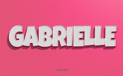 Gabrielle, pink lines background, wallpapers with names, Gabrielle name, female names, Gabrielle greeting card, line art, picture with Gabrielle name