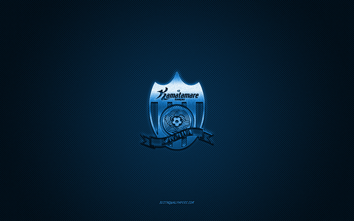 Kamatamare Sanuki, Japanese football club, blue logo, blue carbon fiber background, J3 League, football, Takamatsu, Japan, Kamatamare Sanuki logo