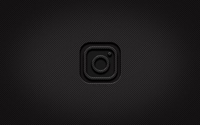 Instagram carbon logo, 4k, grunge art, carbon background, creative, Instagram black logo, social network, Instagram logo, Instagram