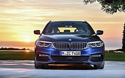 G31, BMW 5-series, 2018 cars, german cars, wagons, sunset, BMW