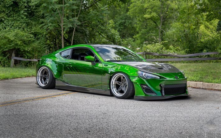 Toyota GT86, low rider, 2017 carros, tuning, verde GT86, carros japoneses, Toyota
