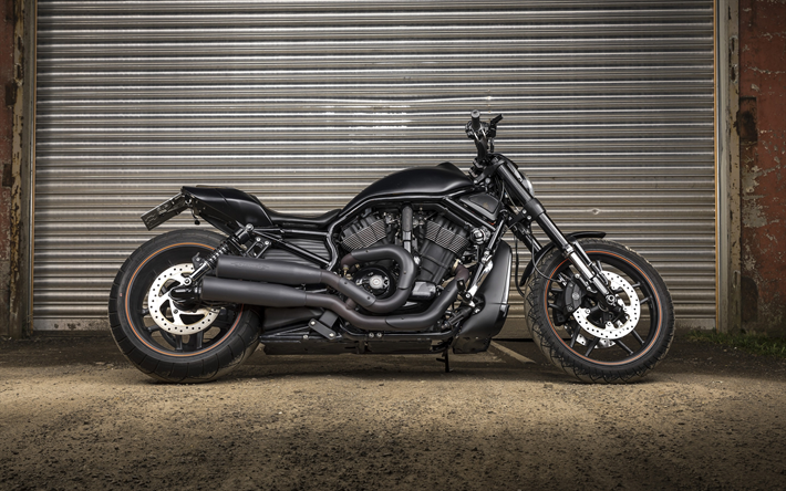 Harley Davidson, di lusso, moto nero, il viaggiatore Americano in moto, fresco di biciclette