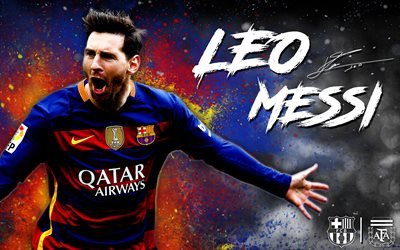 Lionel Messi, fan art, el objetivo, el FC Barcelona, a las estrellas del f&#250;tbol, de La Liga bbva, Espa&#241;a, Bar&#231;a, de Messi, de Barcelona, f&#250;tbol, Leo Messi