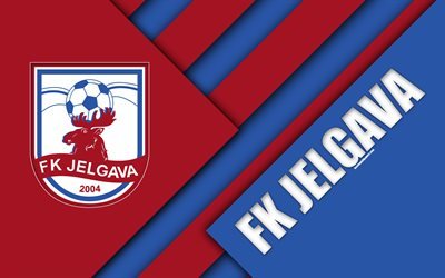 FK Jelgava, 4k, Latvian football club, logo, materiaali suunnittelu, tunnus, violetti sininen abstraktio, SynotTip Virsliga, Jelgava, Latvia, jalkapallo