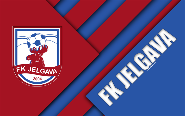 FK Jelgava, 4k, Latvian football club, logo, material design, emblem, violet blue abstraction, SynotTip Virsliga, Jelgava, Latvia, football