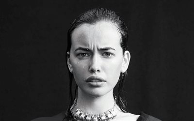 Sarah Stephens, 2018, el modelo australiano, retrato, belleza, Hollywood, monocromo