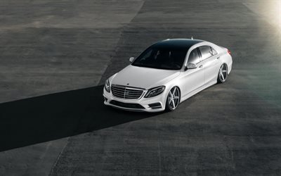 Mercedes-Benz S-Klass, 2018, Mercedes, Vit S500, W222, lyx sedan, tuning S-Klass, vit sedan, Tyska bilar