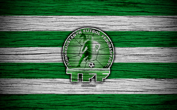 Turkmenistan landslaget, 4k, logotyp, AFC, fotboll, tr&#228;-struktur, Turkmenistan, Asien, Asiatiska nationella fotbollslag, Turkmenistan Fotbollsf&#246;rbundet