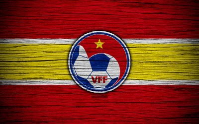 Vietnam national football team, 4k, logo, AFC, football, wooden texture, soccer, Vietnam, Asia, Asian national football teams, Vietnamese Football Federation