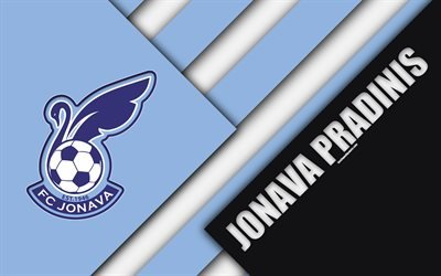 FK Jonava Pradinis, 4k, le logo, le lituanien, le club de football, bleu, blanc, de l&#39;abstraction, de la conception de mat&#233;riel, Un Lyga, Jonava, la Lituanie, le football, le Jonavos