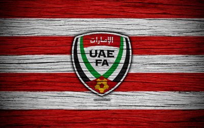 Emirados &#193;rabes unidos equipa nacional de futebol, 4k, logo, EMIRADOS &#225;rabes unidos, AFC, futebol, textura de madeira, Emirados &#193;rabes Unidos, &#193;sia, Asi&#225;tica nacional de times de futebol, A Federa&#231;&#227;o de Futebol dos EMIRA