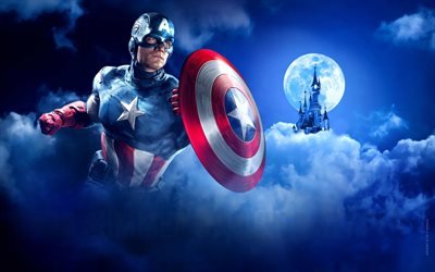 4k, Captain America, shield, superheroes, Marvel Comics