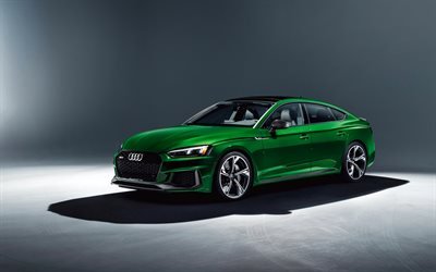 Audi RS5 Sportback, 4k, studio, 2019 cars, green RS5 Sportback, Audi