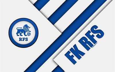 FK RFS, Riga Football School, 4k, Latvian football club, logo, material design, emblem, black and white abstraction, SynotTip Virsliga, Riga, Latvia, football
