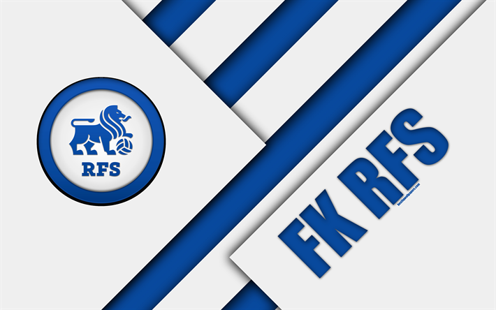 FK RFS, Riga Football School, 4k, Latvian football club, logo, material design, emblem, black and white abstraction, SynotTip Virsliga, Riga, Latvia, football
