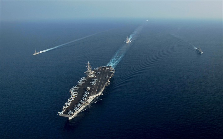 USS Theodore Roosevelt -, CVN-71, Amerikanska flottan, ocean, Amerikanska k&#228;rnvapen hangarfartyg, krigsfartyg, jagare, US Navy