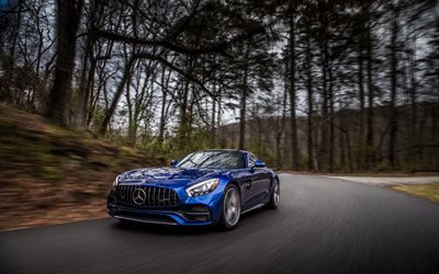 4k, Mercedes-AMG GT C, road, 2018 cars, supercars, AMG, tuning, Mercedes