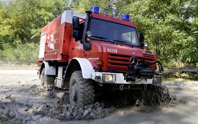 Mercedes-Benz Unimog, 2018, U5000, camion de pompiers, services de secours, allemand, camion, VUS, camion sp&#233;cial