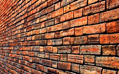 brun brickwall, close-up, brun briques, macro, briques textures, brun, mur de briques, briques, mur, brun briques de fond, pierre fond