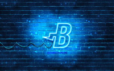 Burstcoin blue logo, 4k, blue brickwall, Burstcoin logo, cryptocurrency, Burstcoin neon logo, cryptocurrency signs, Burstcoin