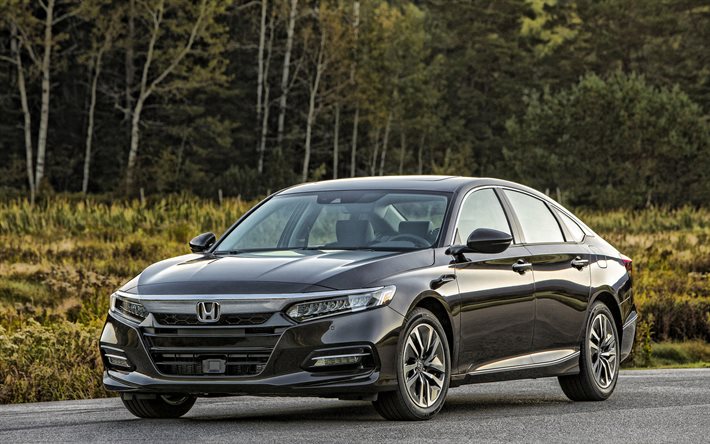 2020, el Honda Accord Hybrid, vista de frente, exterior, gris sed&#225;n, el nuevo gris Acuerdo, los coches japoneses, Honda