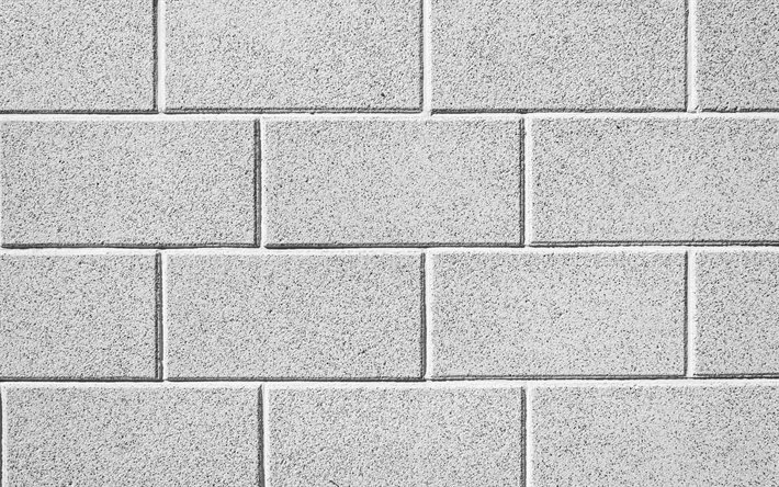 白brickwall, 4k, マクロ, 白煉瓦, レンガの質感, レンガの壁, レンガ, 壁, 同一の煉瓦, レンガ背景, 白石背景