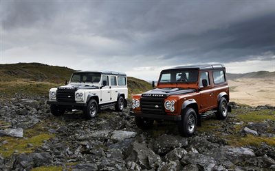 Land Rover Defender, Limited Edition, 2009, exterior, british suv, red Defender, white Defender, british cars, Land Rover