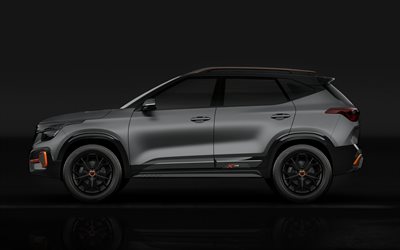 Kia Seltos X-O Conceito Da Linha De, 2020, vista lateral, exterior, cinza fosco Seltos, SUV, ajuste Seltos, carros coreanos, O que