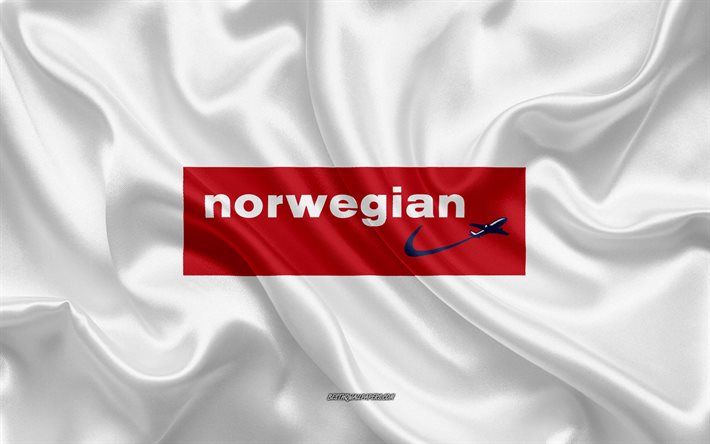 Norwegian Air Shuttle-logo, lentoyhti&#246;, valkoinen silkki tekstuuri, lentoyhti&#246; logot, Norwegian Air Shuttle-tunnus, silkki tausta, silkki lippu, Norwegian Air Shuttle
