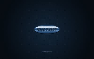 Old Navy logo, embl&#232;me m&#233;tallique, marque de v&#234;tements, de carbone bleu, texture, mondiaux de marques de v&#234;tements, Old Navy, concept mode, Old Navy embl&#232;me