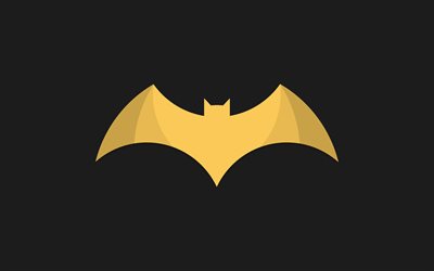 4k, باتمان شعار, الحد الأدنى, الأبطال الخارقين, خلفية رمادية, Bat-man, باتمان