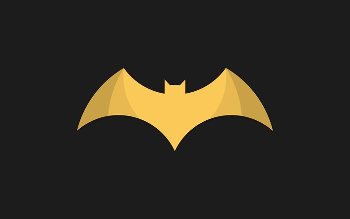 4k, Batman logo, minimal, s&#252;per kahramanlar, gri arka plan, Yarasa-adam, Batman